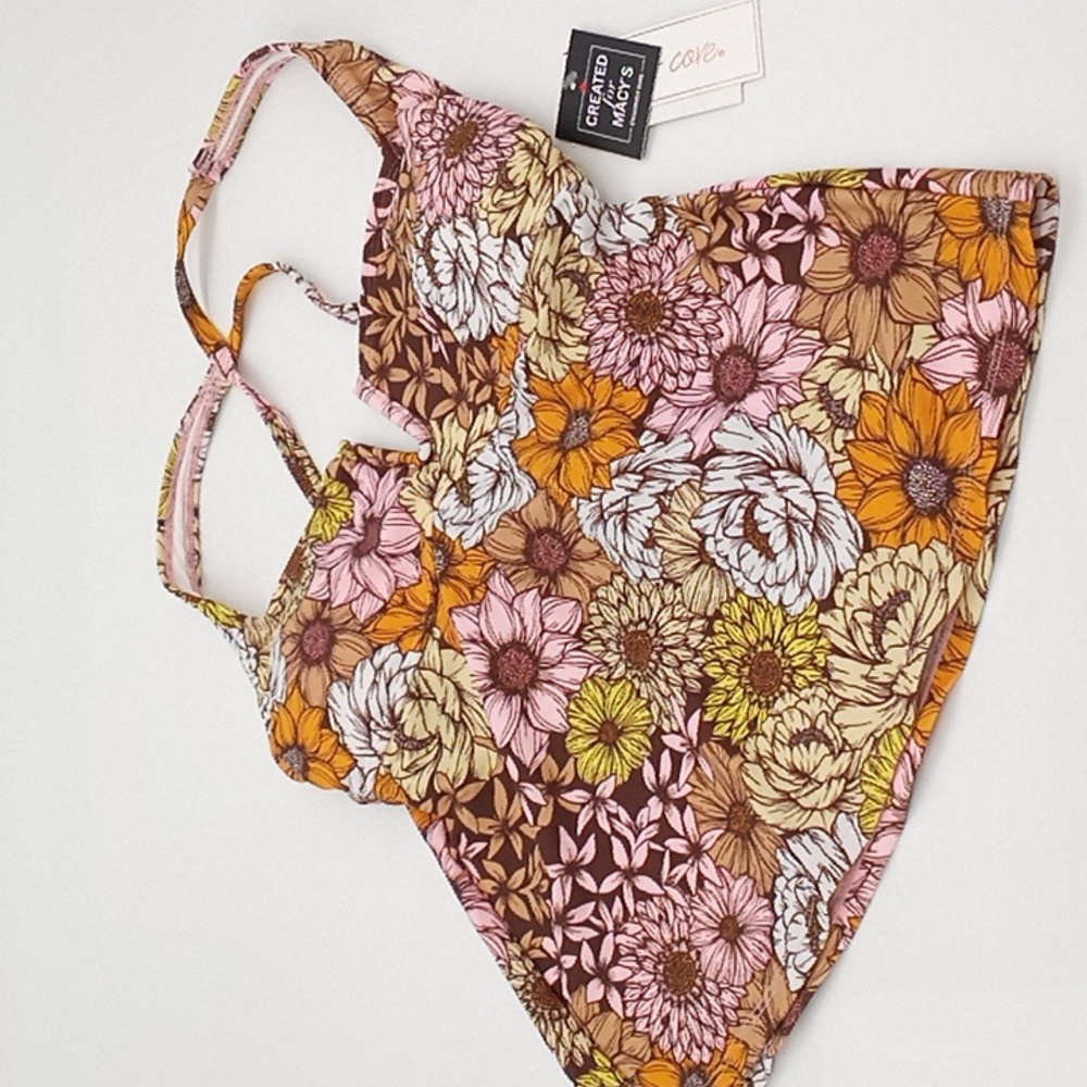 Salt + Cove In the Groove V-Wire Tankini Top Multicolor M